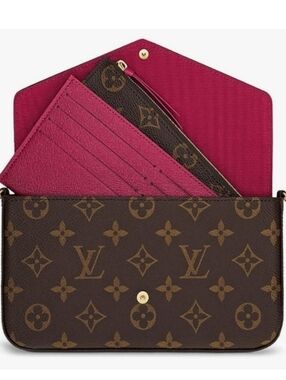 Monogram Envelope Crossbody In Brown & Fuchsia Bag Set (NIB)